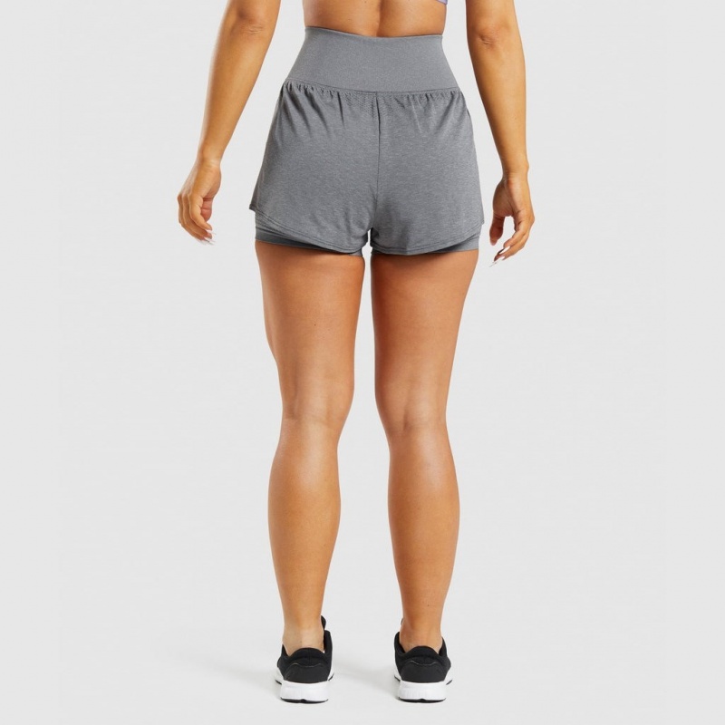 Σορτσ Gymshark Vital Seamless 2.0 2-in-1 γκρι | 650IOXHTB