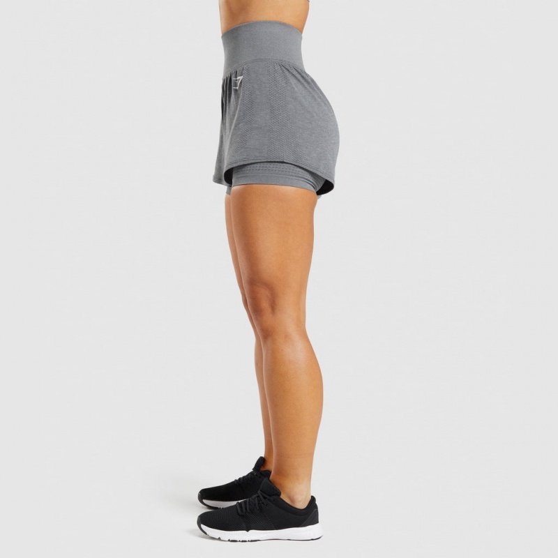 Σορτσ Gymshark Vital Seamless 2.0 2-in-1 γκρι | 650IOXHTB