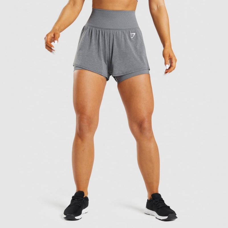 Σορτσ Gymshark Vital Seamless 2.0 2-in-1 γκρι | 650IOXHTB