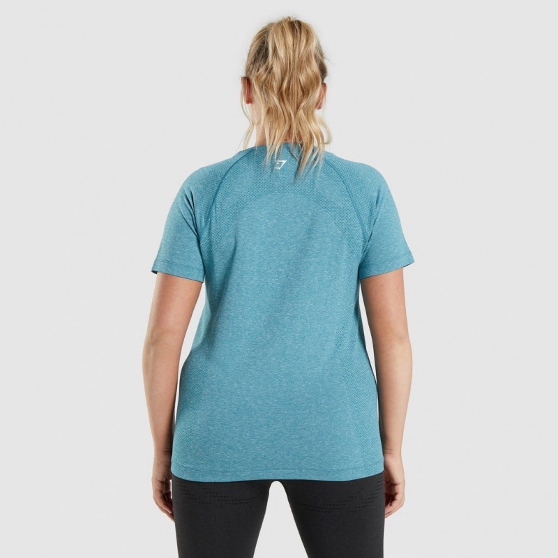 μπλουζακια Gymshark Vital Seamless 2.0 Light Tahoe Teal Marl | 935MGIHVJ