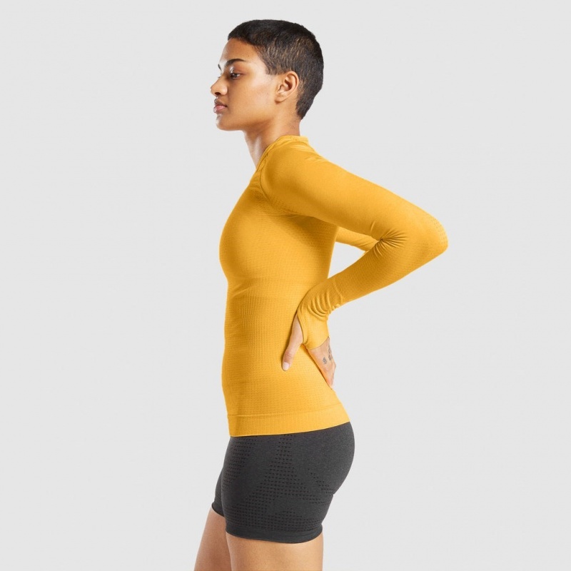 μπλουζακια Gymshark Vital Seamless 2.0 Long Sleeve κίτρινα | 945CWQFEZ