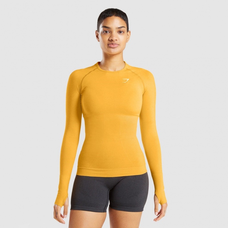 μπλουζακια Gymshark Vital Seamless 2.0 Long Sleeve κίτρινα | 945CWQFEZ