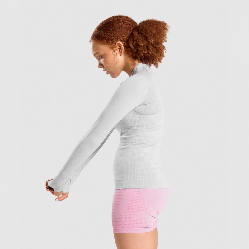 μπλουζακια Gymshark Vital Seamless 2.0 Long Sleeve ανοιχτο γκρι | 456EZHPCQ