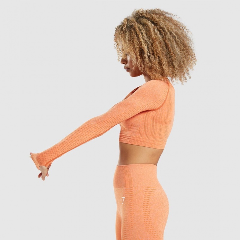 μπλουζακια Gymshark Vital Seamless 2.0 Long Sleeve Crop βερίκοκο πορτοκαλι | 312YSZFQG
