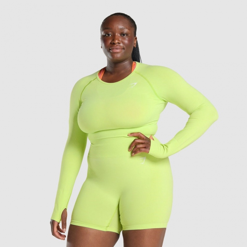 μπλουζακια Gymshark Vital Seamless 2.0 Long Sleeve Crop κίτρινα | 543OLXVNG