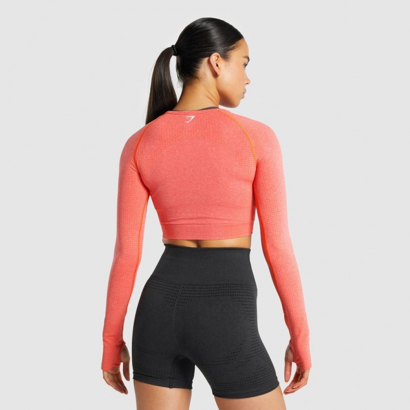μπλουζακια Gymshark Vital Seamless 2.0 Long Sleeve Crop πορτοκαλι | 928YMHXFN