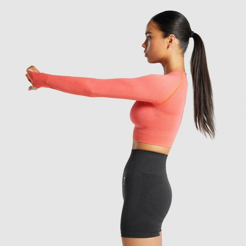 μπλουζακια Gymshark Vital Seamless 2.0 Long Sleeve Crop πορτοκαλι | 928YMHXFN