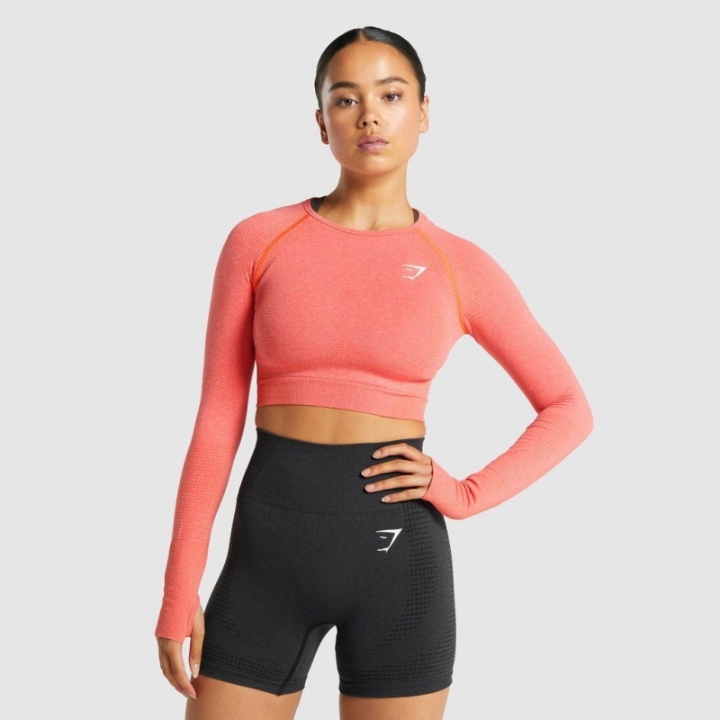 μπλουζακια Gymshark Vital Seamless 2.0 Long Sleeve Crop πορτοκαλι | 928YMHXFN