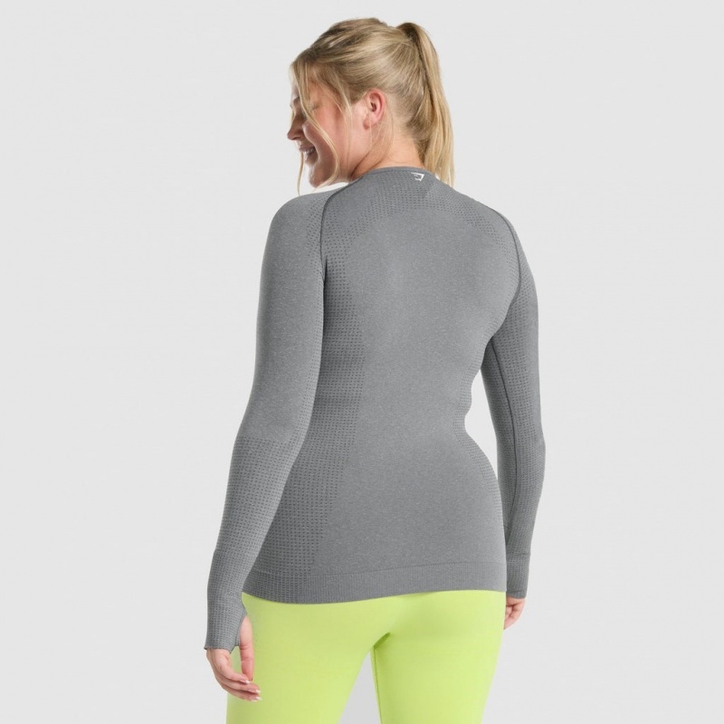 μπλουζακια Gymshark Vital Seamless 2.0 Long Sleeve γκρι | 967PDFOWS