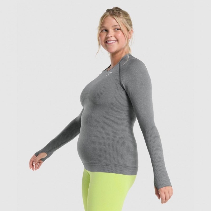μπλουζακια Gymshark Vital Seamless 2.0 Long Sleeve γκρι | 967PDFOWS
