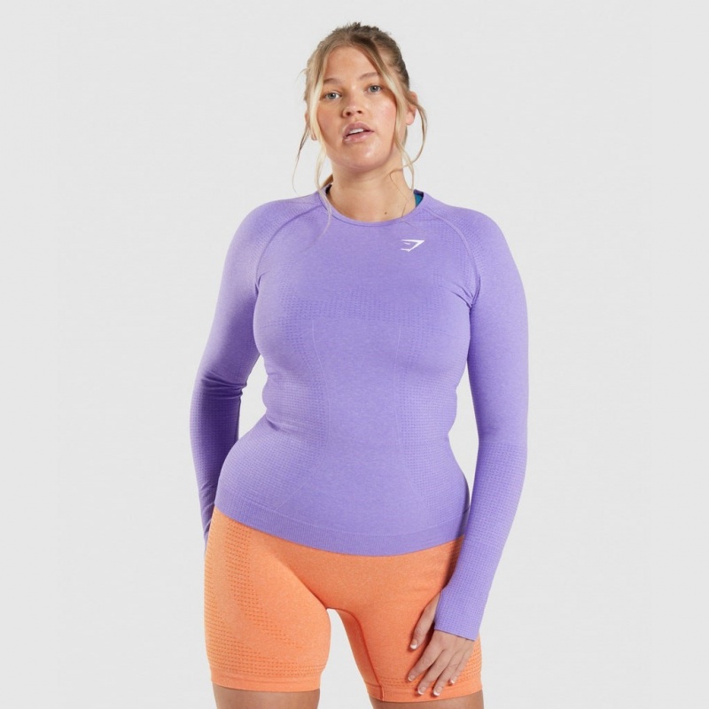 μπλουζακια Gymshark Vital Seamless 2.0 Long Sleeve μωβ | 675GIXNFA