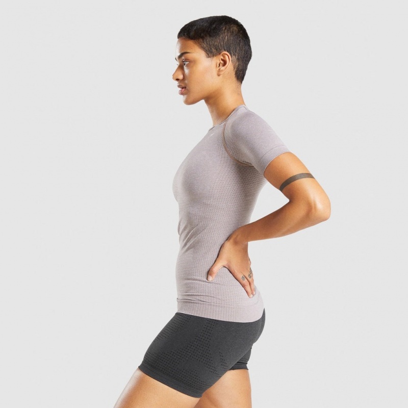 μπλουζακια Gymshark Vital Seamless 2.0 Taupe Marl | 649ENJOTL