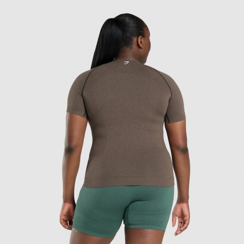 μπλουζακια Gymshark Vital Seamless 2.0 καφε | 531QDUBFR