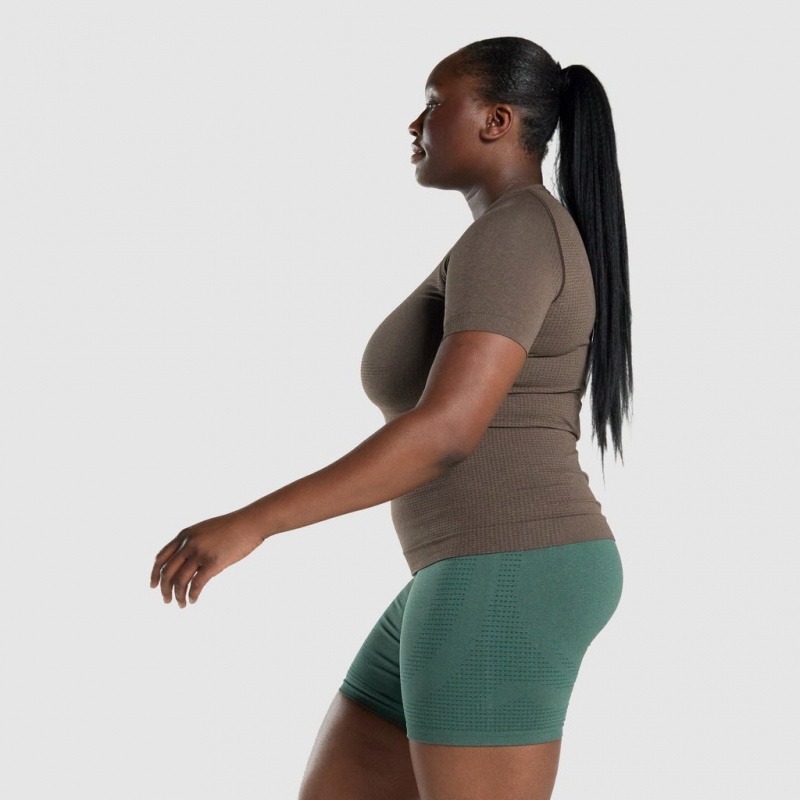μπλουζακια Gymshark Vital Seamless 2.0 καφε | 531QDUBFR