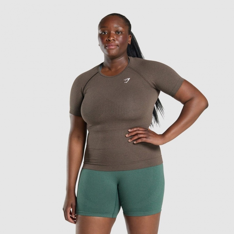 μπλουζακια Gymshark Vital Seamless 2.0 καφε | 531QDUBFR