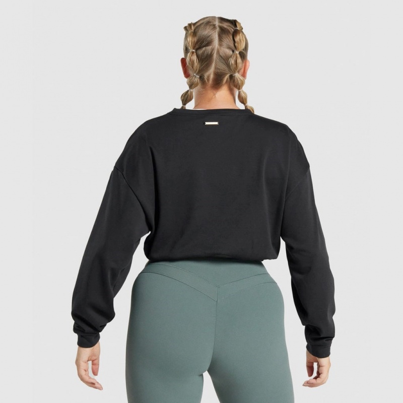 Φουτερ Gymshark Whitney Cropped μαυρα | 897QMKOLI