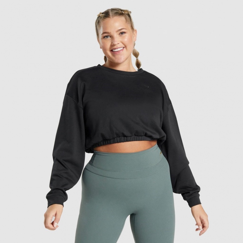 Φουτερ Gymshark Whitney Cropped μαυρα | 897QMKOLI