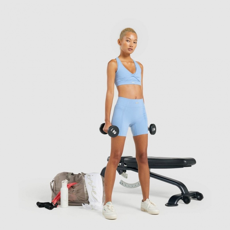 Σορτσ Gymshark Whitney Mesh μπλε | 692ROHZQF