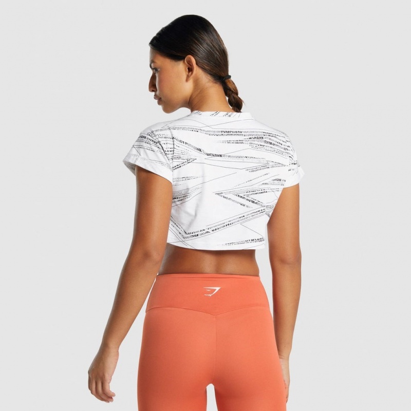 μπλουζακια Gymshark Zone σταμπεσ Crop ασπρα μαυρα | 702NSEJUQ