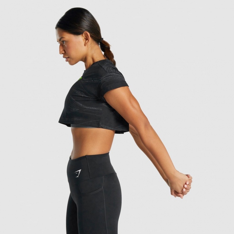 μπλουζακια Gymshark Zone σταμπεσ Crop μαυρα γκρι | 915VLNBMY