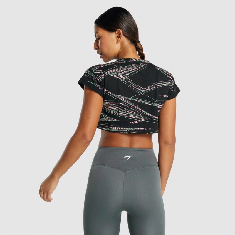 μπλουζακια Gymshark Zone σταμπεσ Crop μαυρα πρασινο | 961QELAFD