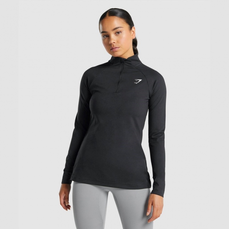 Φουτερ Gymshark Αθλητικά 1/4 Zip μαυρα | 124VXJLYR