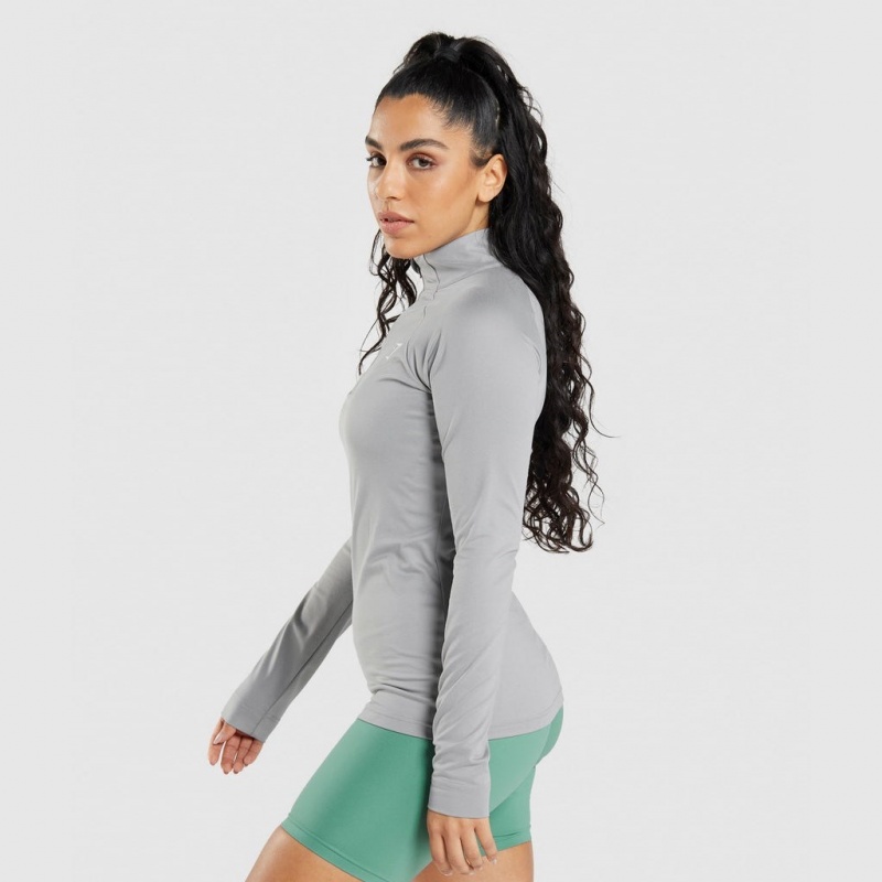 Φουτερ Gymshark Αθλητικά 1/4 Zip γκρι | 824WZSJEG