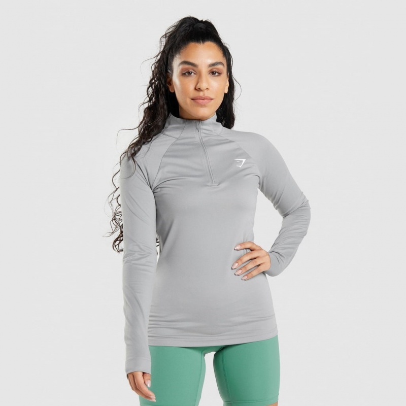 Φουτερ Gymshark Αθλητικά 1/4 Zip γκρι | 824WZSJEG