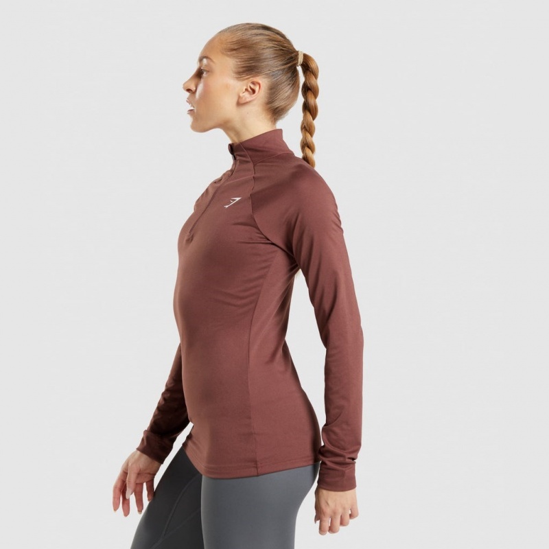 Φουτερ Gymshark Αθλητικά 1/4 Zip καφε | 825TLQCRB