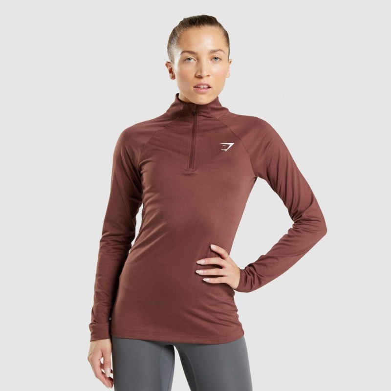Φουτερ Gymshark Αθλητικά 1/4 Zip καφε | 825TLQCRB