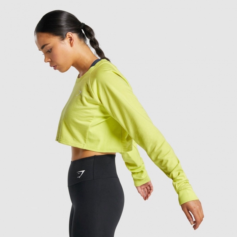 Πουλόβερ Gymshark Αθλητικά Cropped κίτρινα | 073CZYTGX