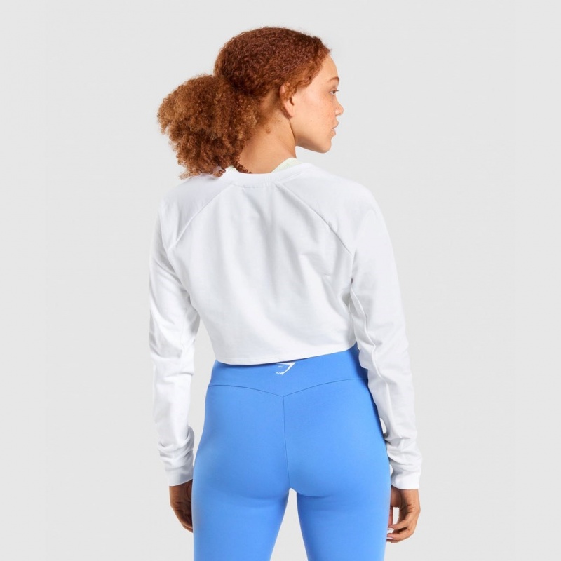 Πουλόβερ Gymshark Αθλητικά Cropped ασπρα | 430NTBMSU