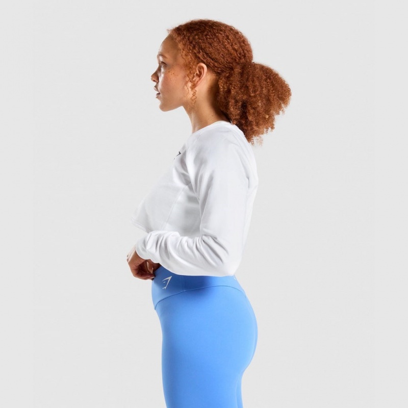 Πουλόβερ Gymshark Αθλητικά Cropped ασπρα | 430NTBMSU