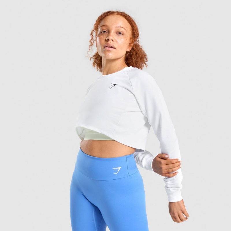 Πουλόβερ Gymshark Αθλητικά Cropped ασπρα | 430NTBMSU