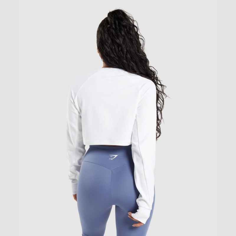 Πουλόβερ Gymshark Αθλητικά Cropped ασπρα | 731JGUMKS
