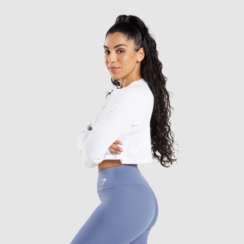 Πουλόβερ Gymshark Αθλητικά Cropped ασπρα | 731JGUMKS