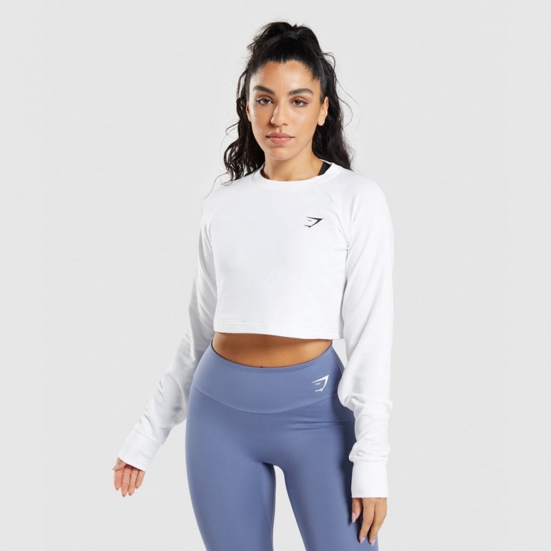 Πουλόβερ Gymshark Αθλητικά Cropped ασπρα | 731JGUMKS
