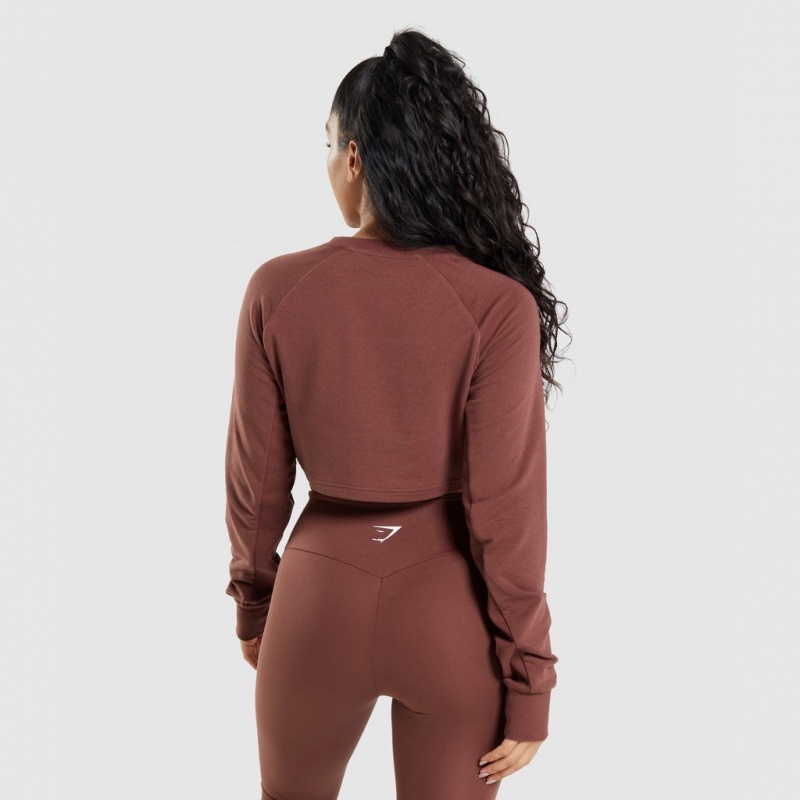 Πουλόβερ Gymshark Αθλητικά Cropped καφε | 815ZQNFRO
