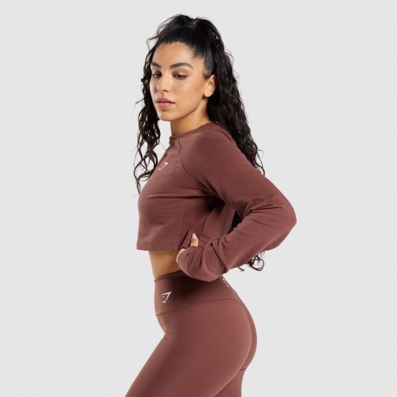 Πουλόβερ Gymshark Αθλητικά Cropped καφε | 815ZQNFRO