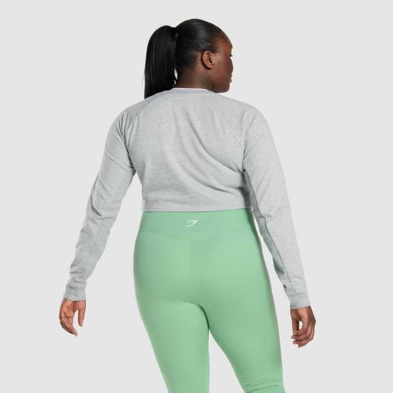 Πουλόβερ Gymshark Αθλητικά Cropped ανοιχτο γκρι | 842VLQFKG