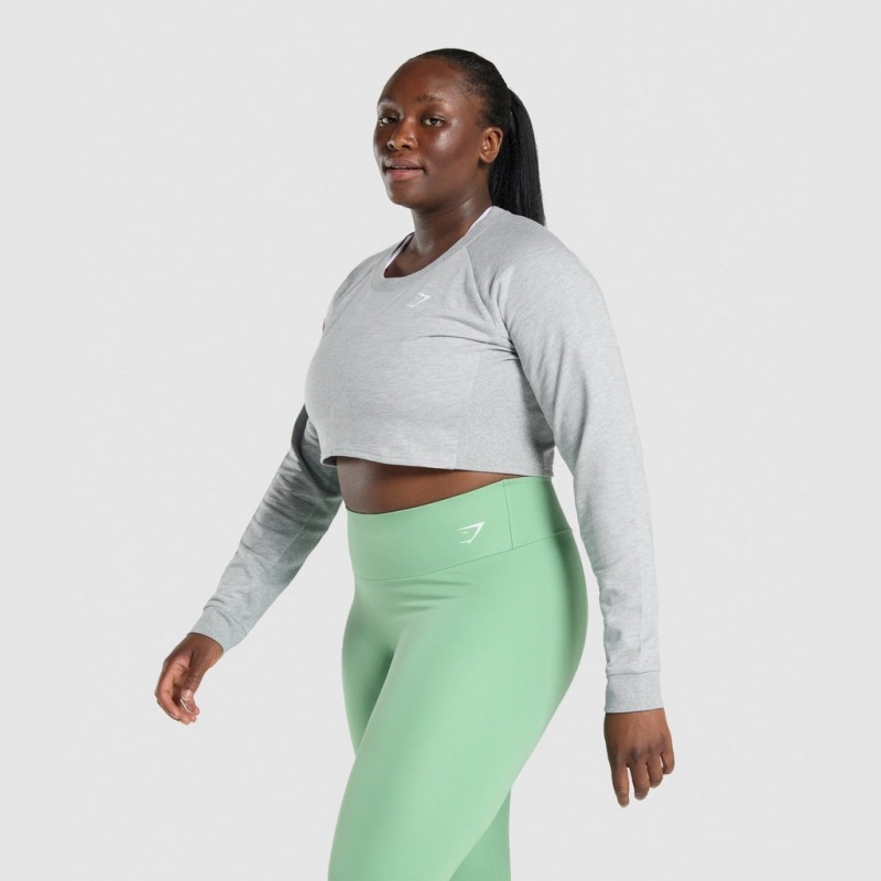 Πουλόβερ Gymshark Αθλητικά Cropped ανοιχτο γκρι | 842VLQFKG