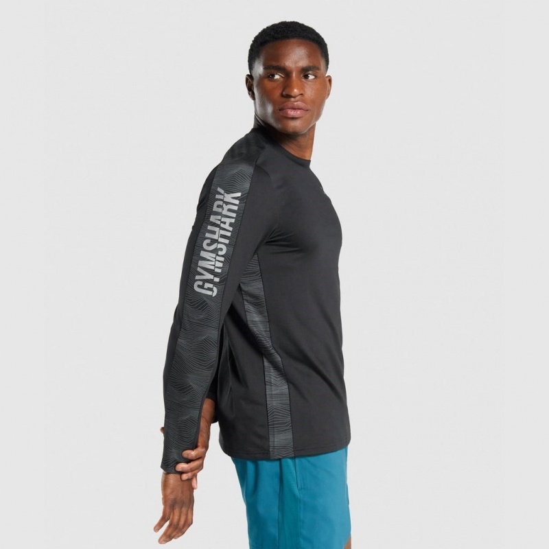μπλουζακια Gymshark Αθλητικά Long Sleeve Crew μαυρα | 675VPIGAY