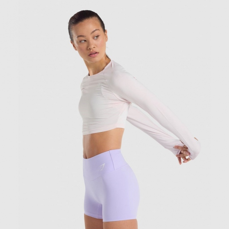 μπλουζακια Gymshark Αθλητικά Long Sleeve Crop κρέμα | 147PYLFWC