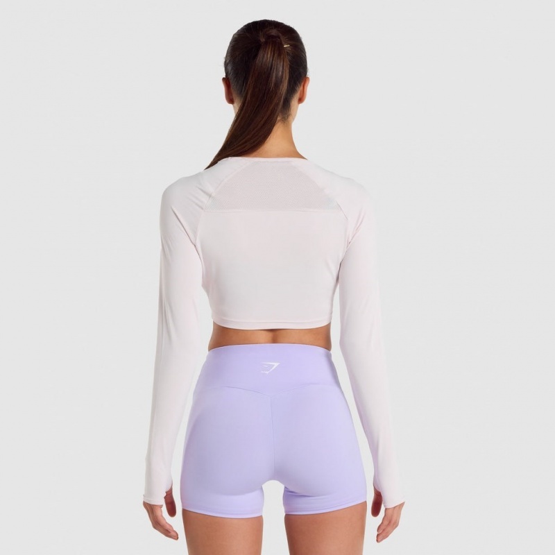 μπλουζακια Gymshark Αθλητικά Long Sleeve Crop κρέμα | 147PYLFWC