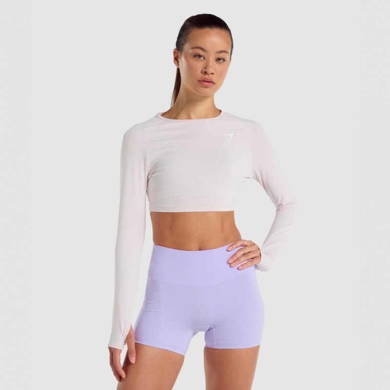 μπλουζακια Gymshark Αθλητικά Long Sleeve Crop κρέμα | 147PYLFWC