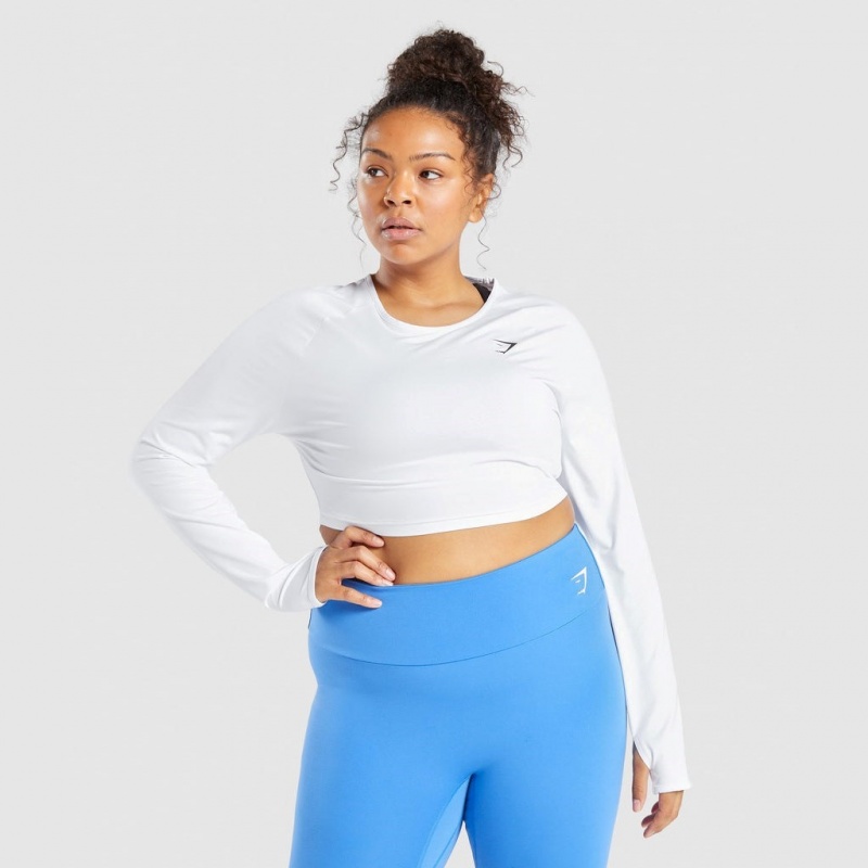 μπλουζακια Gymshark Αθλητικά Long Sleeve Crop ασπρα | 930SIHDPT