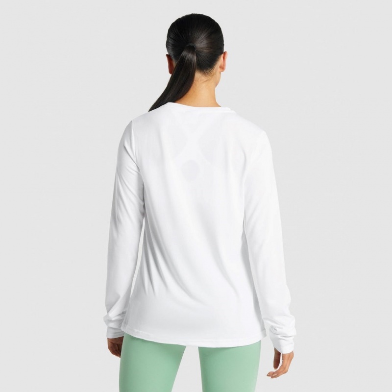 μπλουζακια Gymshark Αθλητικά Long Sleeve ασπρα | 283JUYXHQ