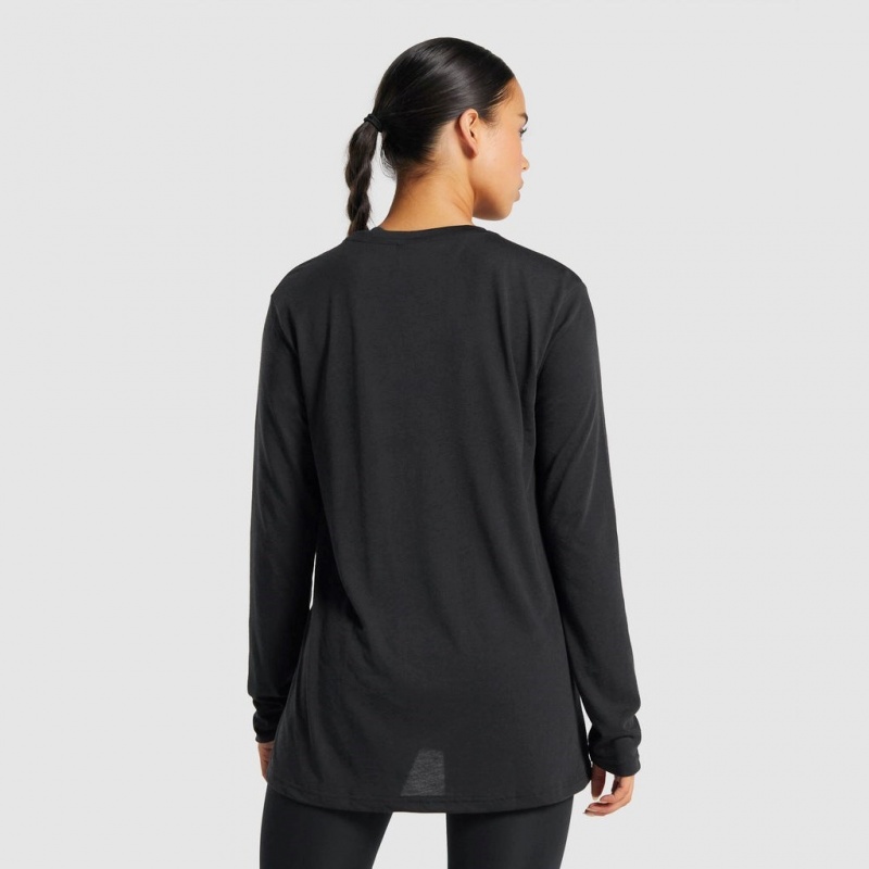 μπλουζακια Gymshark Αθλητικά Oversized Long Sleeve μαυρα | 286HIALCW