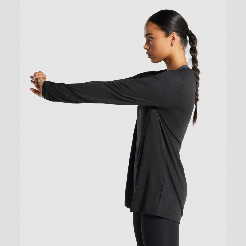 μπλουζακια Gymshark Αθλητικά Oversized Long Sleeve μαυρα | 286HIALCW