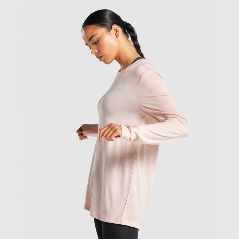 μπλουζακια Gymshark Αθλητικά Oversized Long Sleeve ανοιχτο ροζ | 136YUDEQT
